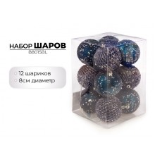 Набор новогодних шаров 8см, 12шт, синий