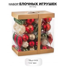 Набор елочных игрушек, 78 шт., красный, зеленый, шампань