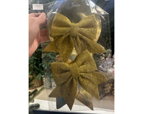 Украшение новогоднее бант в ассортименте 12 *14 см золото