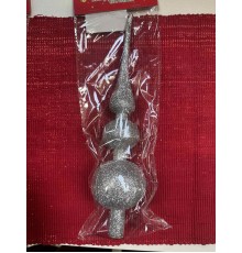 Верхушка елочная декоративная серебро 29 см