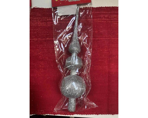 Верхушка елочная декоративная серебро 29 см Минске