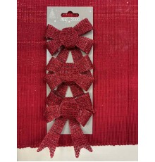 Украшение новогоднее "Бант" Красный, 3 шт уп 12 *10 см 