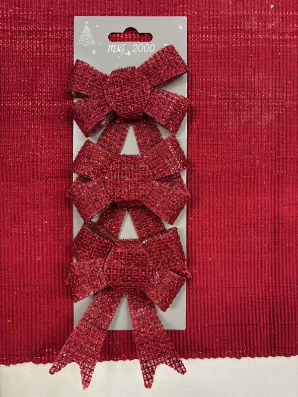 Украшение новогоднее "Бант" Красный, 3 шт уп 12 *10 см 