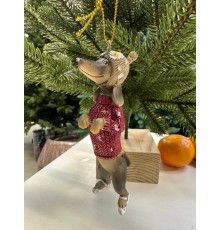 Украшение новогоднее подвесное Собачка 9,7 * 2,8 *2,8 см