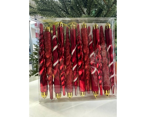 Набор фигур новогодних Сосульки Красные 12 шт уп недорого Набор фигур новогодних Сосульки Красные 12 шт уп недорого