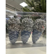 Новогоднее украшение Шишки 11 см 3 шт 