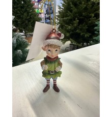 Фигура новогодняя Эльф с подвесом 3,5x4x9 см