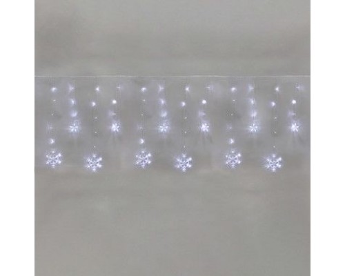 Купить Гирлянда Бахрома со снежинками 2,4х0,9м, 150LED, белый, с контроллером 8 режимов