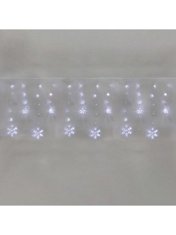 Гирлянда Бахрома со снежинками 2,4х0,9м, 150LED, белый, с контроллером 8 режимов