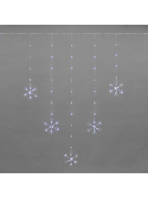 Гирлянда Светодиодный занавес из росы с фигурами Снежинок БЕЛЫЙ