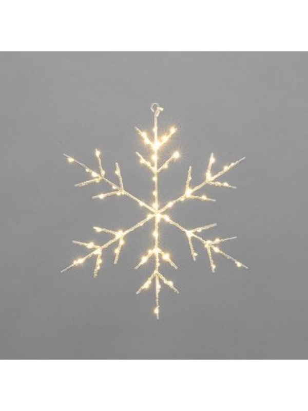 Светодиодная подвесная фигура Снежинка на металлическом каркасе, цвет теплый белый