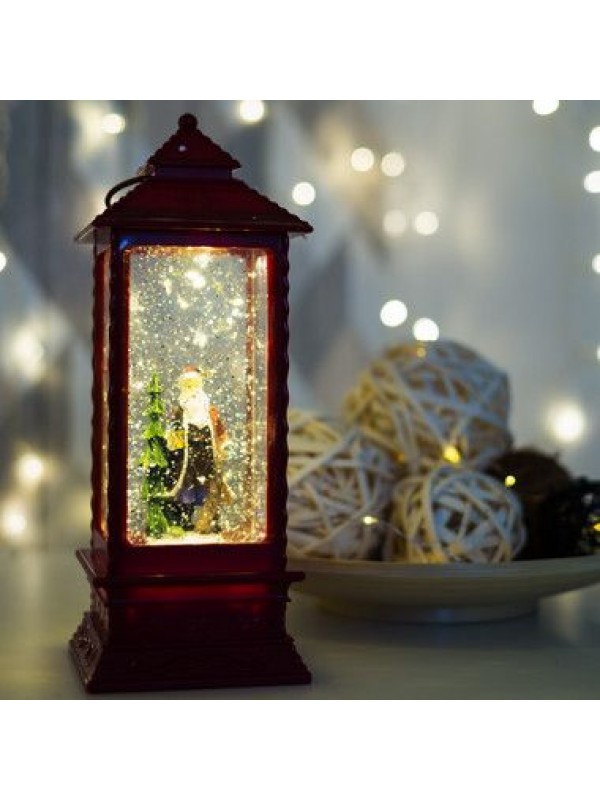 Декоративный LED-фонарь с эффектом снегопада и подсветкой Дед Мороз, теплое белое свечение