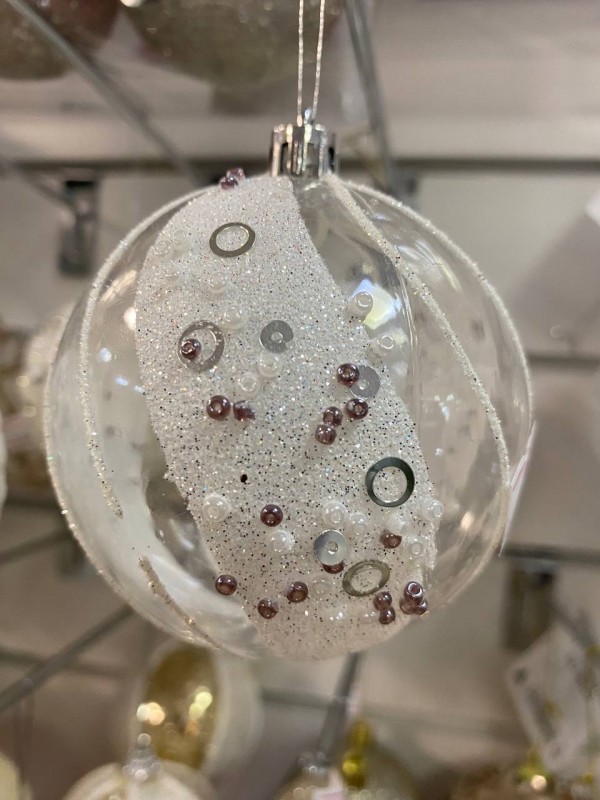 Шар новогодний Белый 1 шт в упаковке Шар новогодний Белый 1 шт в упаковке