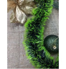 Мишура новогодняя "Премиум" зеленая с салатовыми кончиками 7см х 3м